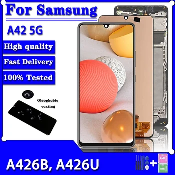 Super AMOLED Для Samsung A42 Lcd A426B A426B/DS A426U Дисплей С Сенсорным Экраном В сборе С отпечатком пальца Для A42 5G LCD