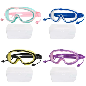 Противотуманные плавательные очки с затычками для ушей, Водонепроницаемые очки для плавания с защитой от ультрафиолета