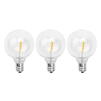 3шт сменных светодиодных лампочек G40, небьющиеся светодиодные лампы-глобусы на винтовой основе E12 для солнечных гирлянд теплого белого цвета