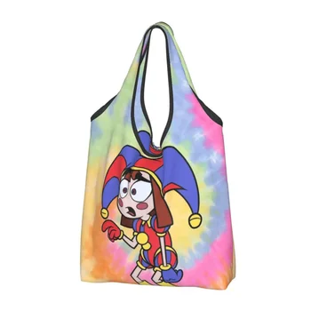 Удивительная хозяйственная сумка Digital Circus, складные продуктовые эко-сумки, сумки для вторичной переработки с аниме-мультфильмами, моющаяся сумка