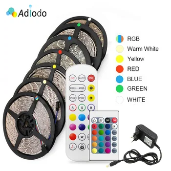 Светодиодные Ленты RGB 300 Светодиодов Гибкие 2835 SMD 5050 60 Светодиодов/м Белый Теплый Белый Красный Синий Водонепроницаемый Светильник Лента Bluetooth LED Light