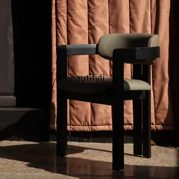 Обеденный стул с мягкой сумкой из массива дерева, скандинавское Современное Простое и легкое роскошное кресло, стул для столовой, стул для домашнего отдыха