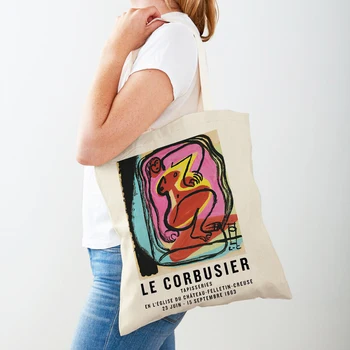 Женская сумка для покупок Le Corbusier Line Nude Color Block, дорожная сумка-тоут из супермаркета, повседневные холщовые женские сумки для покупок