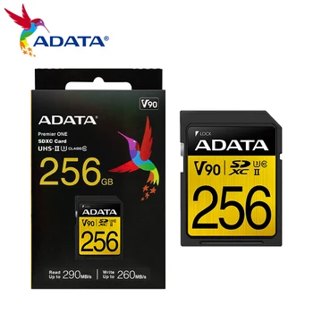 ADATA V90 Профессиональная SD-карта для обработки изображений UHS-II U3 64 ГБ 128 ГБ 256 ГБ Памяти SD-Карта Со скоростью до 290 Мб/с Высокоскоростные SDXC-Карты для Камеры