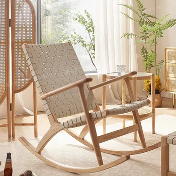 Кресло-качалка, плетеное из ротанга кресло-качалка, гостиная для пожилых людей из массива дерева