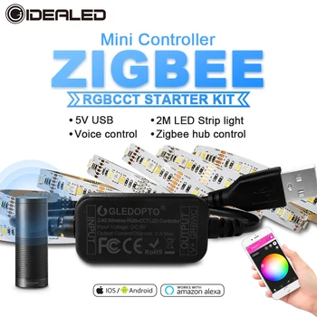Smart tv ZigBee led rgbcct mini controller strip light 5V Usb controller От Alexa Echo plus голосовое управление zigbee hub smartthings