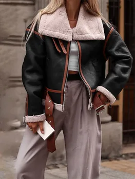 Женская мотоциклетная куртка, повседневный кардиган на молнии с длинными рукавами в стиле пэчворк, осенняя одежда, верхняя одежда, уличная одежда