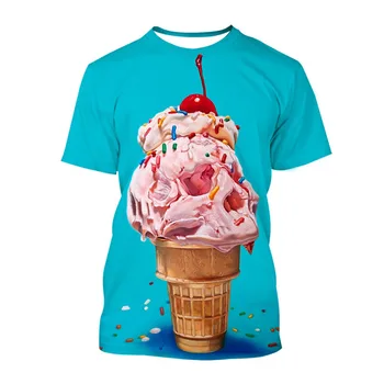 Новая футболка Interest Ice Cream С 3D принтом, Уличная Одежда С Круглым вырезом, Мужские Женские Шорты, Футболки, Модные Летние Повседневные Свободные Топы, Детские