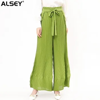 Элегантные широкие брюки со шнуровкой от ALSEY Miyake, осень 2024, Новые простые свободные повседневные однотонные брюки, одежда для женщин