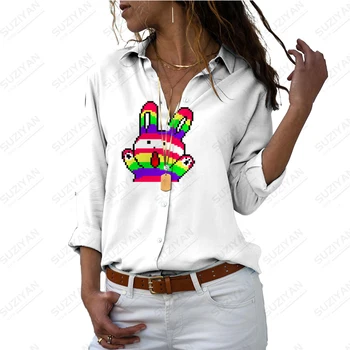 Летняя новая женская рубашка с 3D-принтом в виде красочных животных, женская рубашка в повседневном стиле, модная женская рубашка