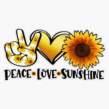Наклейки для автомобильных аксессуаров 1шт Peace Love Sunshine Sunflower Summer Виниловые водонепроницаемые наклейки на стену ноутбука, бампер окна