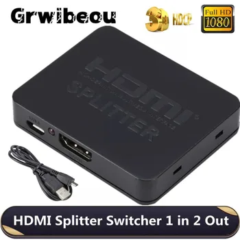 Grwibeou 4K HDMI Splitter 1X2 HDMI Switch Switcher 1080p Видео HDMI 1 в 2 Выхода Двойной Дисплей Усилитель для HDTV DVD для PS3 Xbox