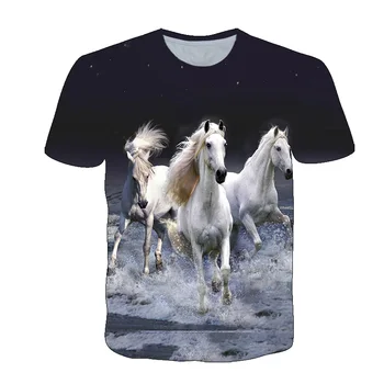 Мужская футболка Run Elegant Steed Graphic T ShirtsFashion С 3D Животным Принтом Лошади, Летняя Повседневная Футболка в стиле Хип-Хоп Harajuku