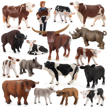 Забавные игрушки для зоопарка фермы Модель для детей Детская фигурка коровы Имитация фигурки животного Пластиковые модели Развивающие игрушки Подарки