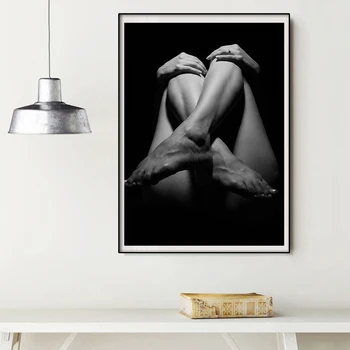Украшение Куадрос, черно-белый рисунок, настенные принты и плакаты, плакат в стиле ню, Современные картины на холсте для декора гостиной