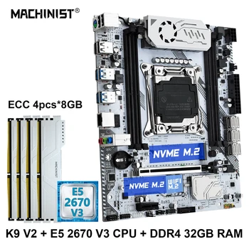 MACHINIST X99 K9 V2 Комплект материнской платы LGA 2011-3 xeon CPU E5 2670 V3 DDR4 4 * 8 ГБ оперативной памяти usb3.0 M.2 NVME SSD четырехканальный