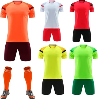 Новая модель футболок командной футбольной формы, изготовленных на заказ с логотипом Спонсора, 100% Полиэфирное волокно, быстросохнущая футбольная форма для мальчиков, тренировка по футболу