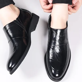 Обувь для Мужчин, Осень 2023, Высококачественная Мужская Деловая Кожаная Обувь, Простые Универсальные Модные Мужские Модельные Туфли Zapatos Hombre