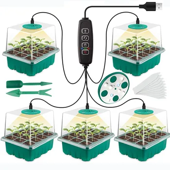 Светодиодный светильник для выращивания семян с полным спектром действия, лотки для закваски семян, лампа для выращивания в теплице, 12 отверстий на лоток, фитолампа для проращивания комнатных растений