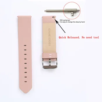 20 мм Сменный розовый ремешок для часов Ремешок из натуральной кожи Быстроразъемные пружинные стержни