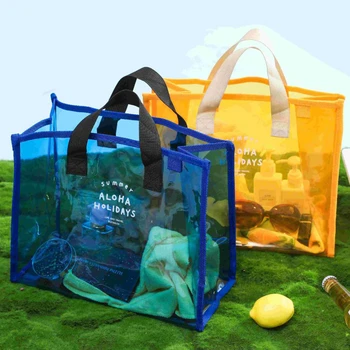Сумка для плавания из ПВХ, переносная сумка для хранения одежды, обуви, косметичка большой емкости, Модная Прозрачная сумка, уличная пляжная сумка