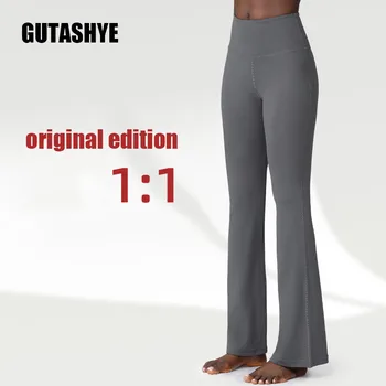 Оригинальное издание Женские штаны для йоги с высокой эластичностью и удобной талией, расклешенные, для фитнеса, бега, Подтяжки бедер, Леггинсы с высокой талией для женщин