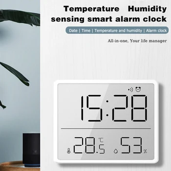 Тонкие электронные часы Минималистичные цифровые часы Настенный ЖК-дисплей с многофункциональным будильником температуры и влажности