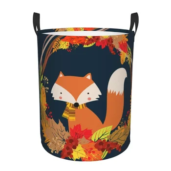 Keranjang cucian lipat untuk pakaian kotor Fox dengan keranjang penyimpanan daun musim gugur pengatur rumah bayi anak-anak