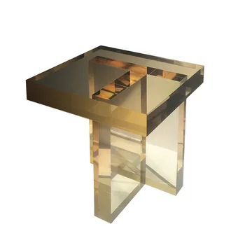 Скандинавский золотой боковой светильник, Роскошный угловой диван в современной гостиной, простой креативный прикроватный столик с акриловым градиентом, Маленький приставной столик
