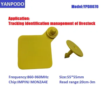 Yanpodo ISO18000-6C ушная бирка для отслеживания поголовья животных электронный крупный рогатый скот, овцы, свиньи, коровы, длинная ушная бирка для животных RFID UHF