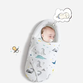 Одеяло Для пеленания новорожденного с мультяшным рисунком, обертывание для сна с функцией защиты головы, сумка для обертывания в детской