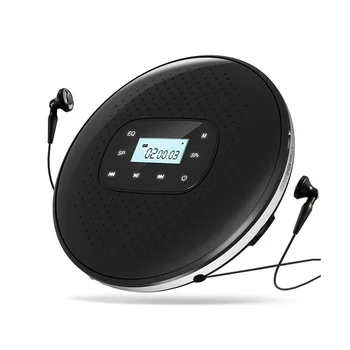 Портативный CD Walkman Перезаряжаемый интеллектуальный CD-плеер с сенсорным экраном, цифровой дисплей, стереодинамик для студентов, черный