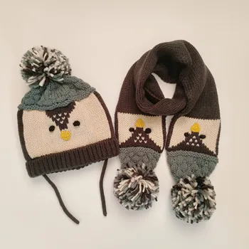 2023 новые весенне-осенне-зимние вязаные шапки в мультяшном стиле, кепки и наборы шарфов для детей, мальчиков и девочек, детские