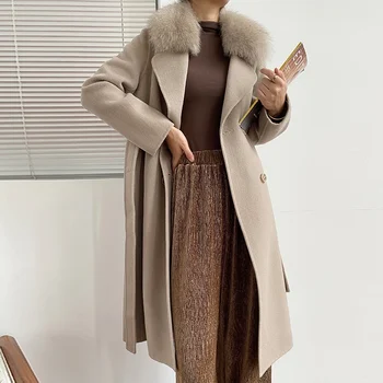 Однобортные длинные тренчи с отложным воротником в английском стиле, свободные однотонные женские пальто Woole DS04.