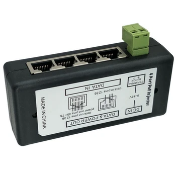 Цельный четырехпортовый блок централизованного питания POE для IP-камер видеонаблюдения, адаптер питания через Ethernet