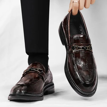 Роскошная брендовая Мужская обувь из натуральной кожи, Высококачественная Мужская официальная обувь, Мужская Деловая Повседневная обувь, Легкие мужские лоферы