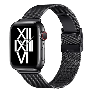 Сетчатый Металлический Браслет для Apple Watch Band 45мм 44мм 42мм 41мм 40мм 38мм Link Loop Браслет Ремешок для iWatch SE/7/6/5/4/3/2/1