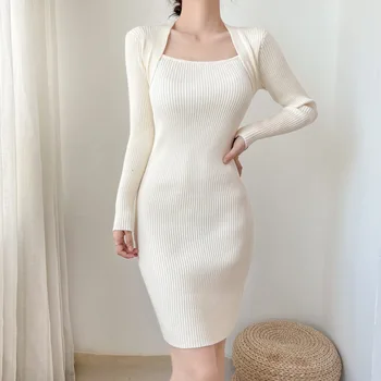 Брендовые макси-платья TFETTERS для женщин, однотонное модное облегающее платье с длинным рукавом, женское осенне-зимнее трикотажное платье 2023 года.