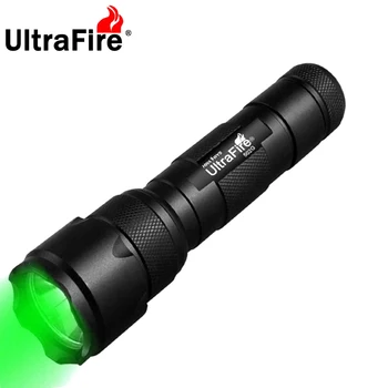 UltraFire 502G Профессиональный зеленый светодиодный охотничий фонарик, тактический 1-режимный фонарь, перезаряжаемый фонарь, питание от батареи 18650