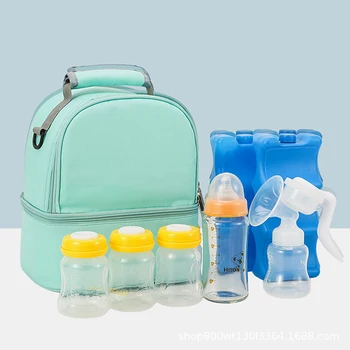 Модная двухслойная упаковка с изоляцией, однотонная сумка для мамы большой емкости, переносная сумка для еды для пикника, детские сумки