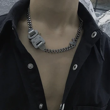 HANGZHI Европейская и американская мода хип-хоп, панк, уличный металл, модная титановая сталь, старая антикварная безопасная пряжка, мужское ожерелье