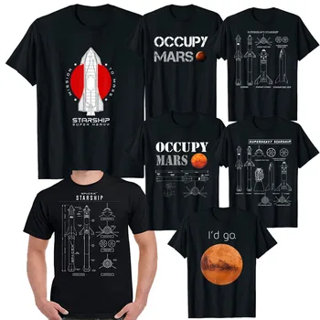Футболка SpaceX Starship Blueprint Starship-SN15 To The Moon Tee Top Крутая Одежда Occupy Mars Space Rocket Raptor Launch Explorer