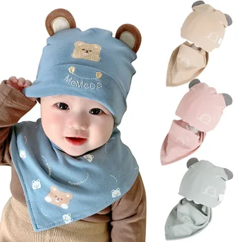 Новая детская шапочка, осенне-зимняя шапочка для новорожденных, для девочек И мальчиков, Хлопковая детская шапочка, шарф, Мягкие детские шапочки для малышей