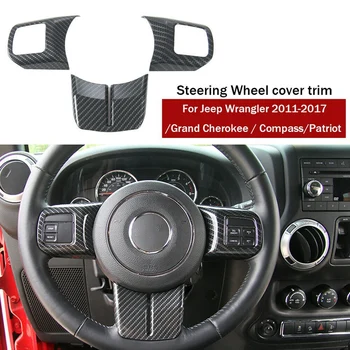 Декоративная накладка рулевого колеса из углеродного волокна для Jeep Wrangler JK Compass Grand Cherokee 2011-2017-boom