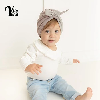 Однотонные вязаные шапочки Yundfly для новорожденных, модные детские шапочки-тюрбаны с заячьими ушками ручной работы, мягкая дышащая детская шапочка, подарок на день рождения