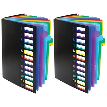НОВИНКА-папка для файлов с 24 прозрачными карманами, 12 цветных вкладок, вмещает 300 листов, органайзер для файлов, пронумерованный указатель на обложке 2 шт.