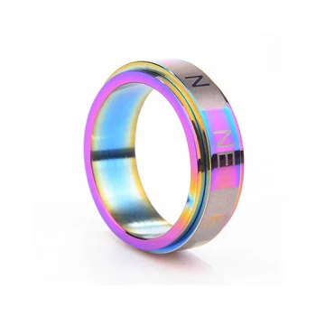 Megin D, нержавеющая сталь, титан, вращающийся, смешанный цвет, счастливое число, Винтажные кольца в стиле хип-хоп для женщин, мужские подарочные украшения Anel
