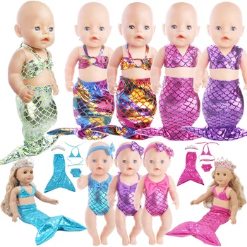 Кукольная одежда, купальники-русалки, корона, 18-дюймовая американская кукла и 43-сантиметровая кукла-Реборн, аксессуары для кукол-младенцев, игрушка нашего поколения, подарок для девочек