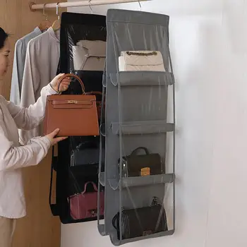 Подвесная сумочка с 8 карманами и вешалкой-органайзером для гардероба, сумка для обуви, прозрачная пылезащитная сумка для домашнего хранения
