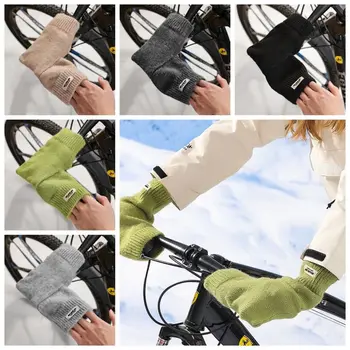 1 Пара Мягких Теплых Вязаных Перчаток Простые Красочные Велосипедные Перчатки Для Защиты Рук От Холода Перчатки Для Активного Отдыха